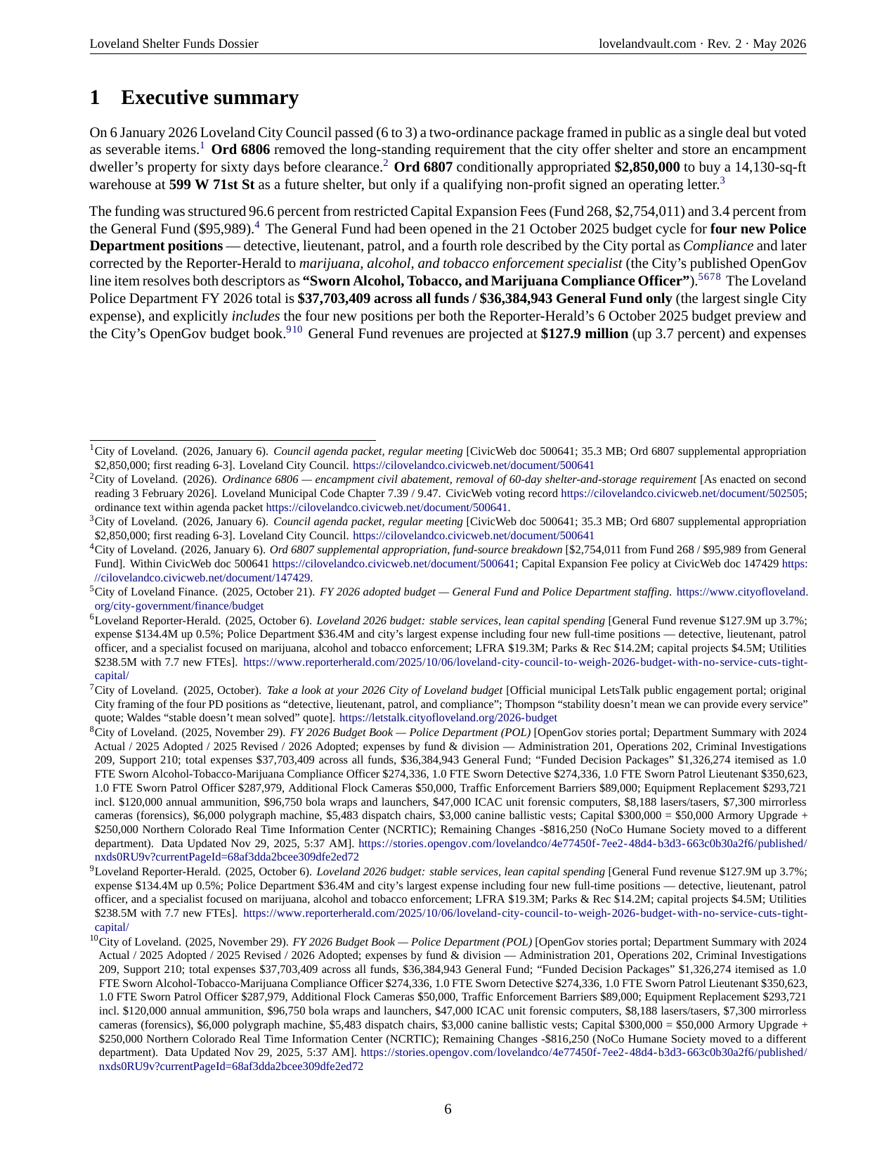 First-page render of The complete dossier rendered as a single 112-page PDF. If your browser cannot embed the PDF inline, a still of the executive-summary page is shown above; click it to open the full document. — click to open the full PDF.